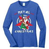 Heavy Metal Christmas Sleigher Hail Santa Claus Rock Music Gift Ladies Long Sleeve Shirt