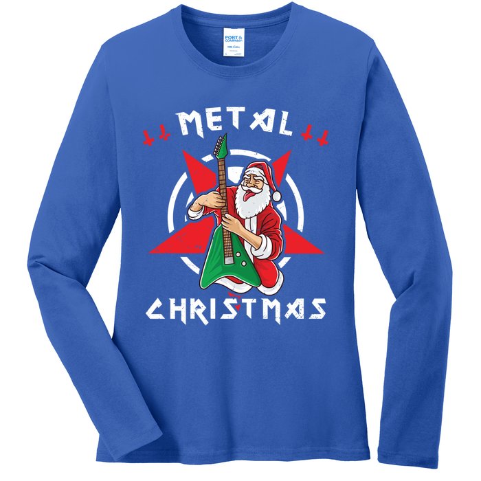 Heavy Metal Christmas Sleigher Hail Santa Claus Rock Music Gift Ladies Long Sleeve Shirt