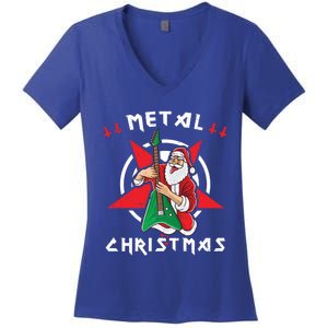 Heavy Metal Christmas Sleigher Hail Santa Claus Rock Music Gift Women's V-Neck T-Shirt