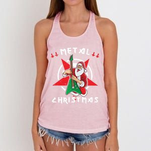 Heavy Metal Christmas Sleigher Hail Santa Claus Rock Music Gift Women's Knotted Racerback Tank