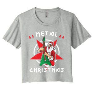 Heavy Metal Christmas Sleigher Hail Santa Claus Rock Music Gift Women's Crop Top Tee