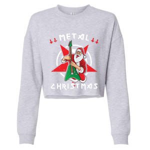 Heavy Metal Christmas Sleigher Hail Santa Claus Rock Music Gift Cropped Pullover Crew