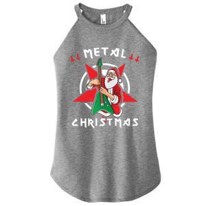 Heavy Metal Christmas Sleigher Hail Santa Claus Rock Music Gift Women's Perfect Tri Rocker Tank