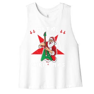 Heavy Metal Christmas Sleigher Hail Santa Claus Rock Music Gift Women's Racerback Cropped Tank