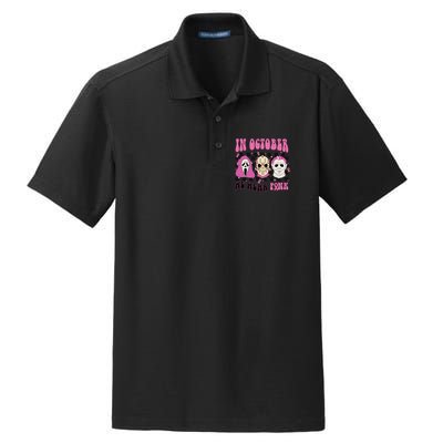 Horror Movie Characters In October We Wear Pink For Breast Cancer Awareness Dry Zone Grid Polo