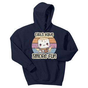 Happy Marshmallow Camper Cute Girl Have Smore Fun Camping Kids Hoodie