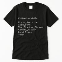 Hackers Movie C Cast Of Characters Tall T-Shirt