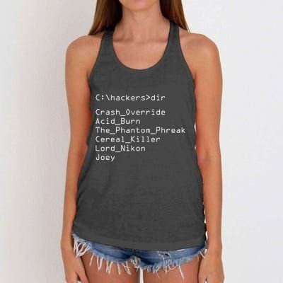 Hackers Movie C Cast Of Characters Women's Knotted Racerback Tank