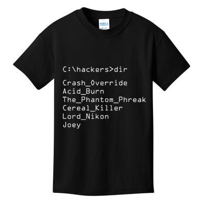 Hackers Movie C Cast Of Characters Kids T-Shirt