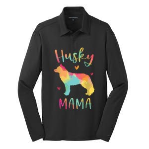 Husky Mama Colorful Siberian Husky Gifts Dog Mom Silk Touch Performance Long Sleeve Polo