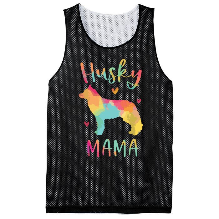 Husky Mama Colorful Siberian Husky Gifts Dog Mom Mesh Reversible Basketball Jersey Tank