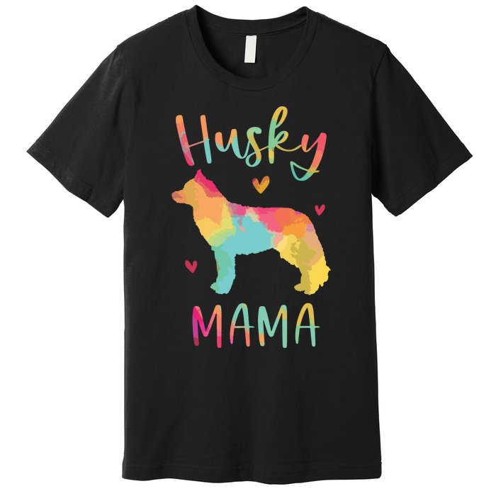 Husky Mama Colorful Siberian Husky Gifts Dog Mom Premium T-Shirt