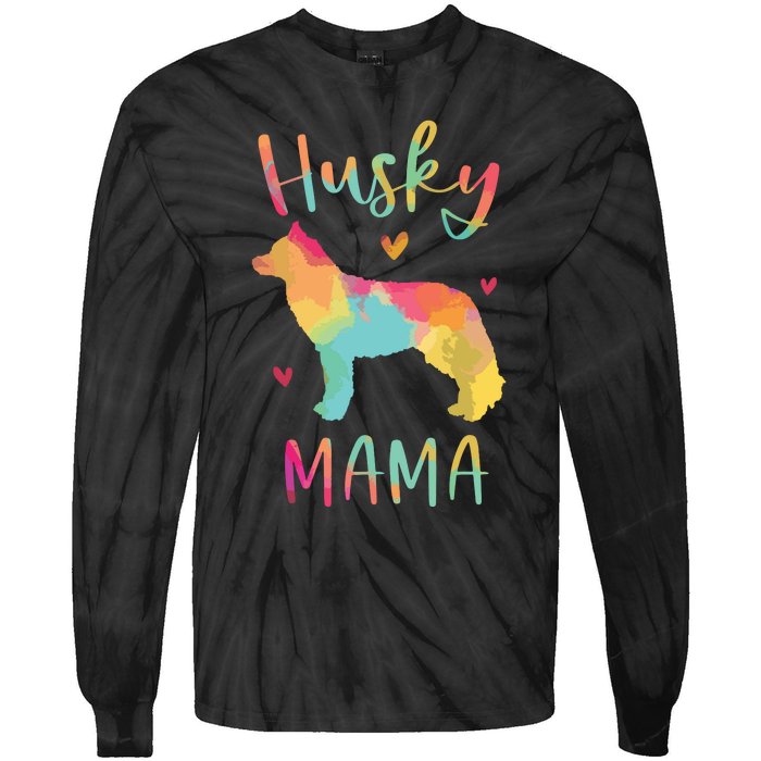 Husky Mama Colorful Siberian Husky Gifts Dog Mom Tie-Dye Long Sleeve Shirt