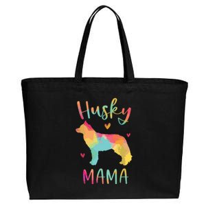 Husky Mama Colorful Siberian Husky Gifts Dog Mom Cotton Canvas Jumbo Tote