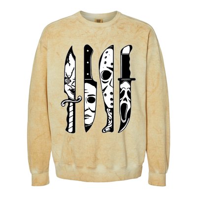 Horror Movie Characters In Knives Colorblast Crewneck Sweatshirt