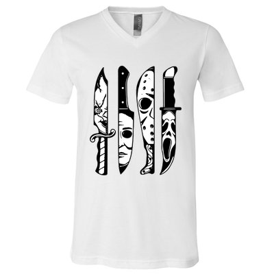 Horror Movie Characters In Knives V-Neck T-Shirt