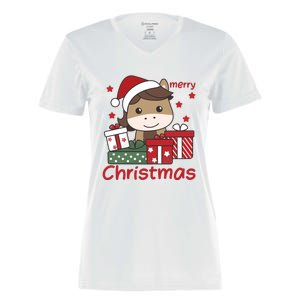 Horse Merry Christmas Festive Season Horse Great Gift Women's Momentum V-Neck T-Shirt