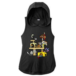 Horror Movies Cat Gifts For Cat Lovers Halloween Costumes Ladies PosiCharge Tri-Blend Wicking Draft Hoodie Tank