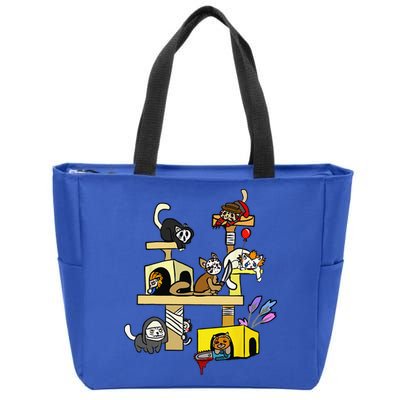 Horror Movies Cat Gifts For Cat Lovers Halloween Costumes Zip Tote Bag