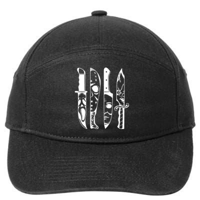 Horror Movie Characters In Knives Halloween 7-Panel Snapback Hat