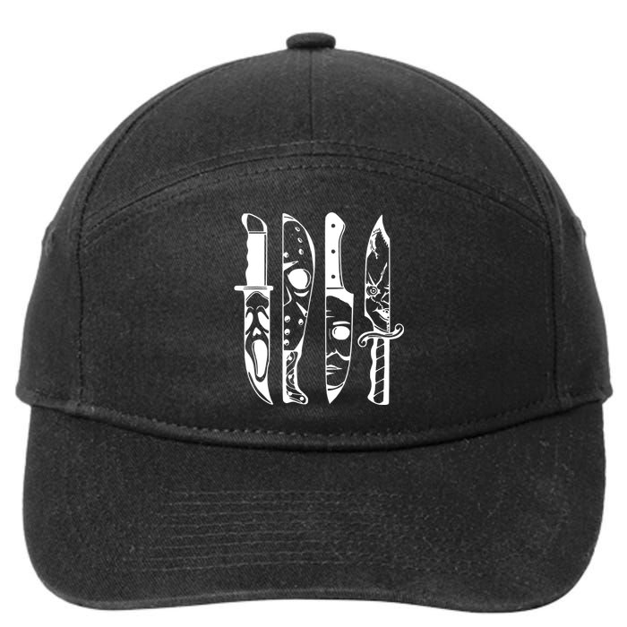 Horror Movie Characters In Knives Halloween 7-Panel Snapback Hat