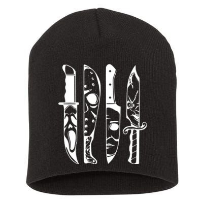 Horror Movie Characters In Knives Halloween Short Acrylic Beanie