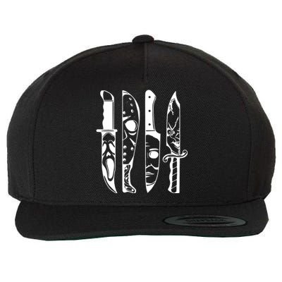 Horror Movie Characters In Knives Halloween Wool Snapback Cap