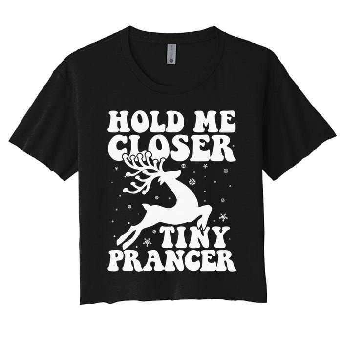 Hold me closer tiny prancer Deer Ugly Christmas Sweater Crop Top