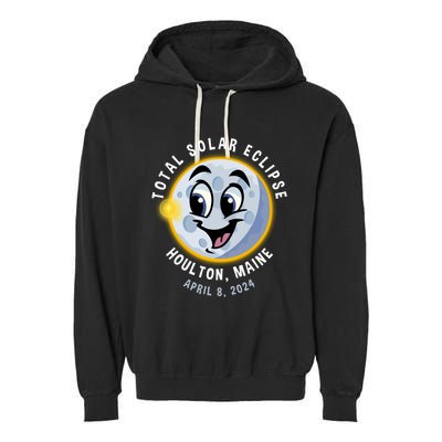 Holton Maine Cute Solar Eclipse April 8 2024 Moon Garment-Dyed Fleece Hoodie