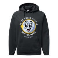 Holton Maine Cute Solar Eclipse April 8 2024 Moon Performance Fleece Hoodie