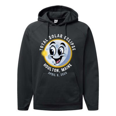 Holton Maine Cute Solar Eclipse April 8 2024 Moon Performance Fleece Hoodie