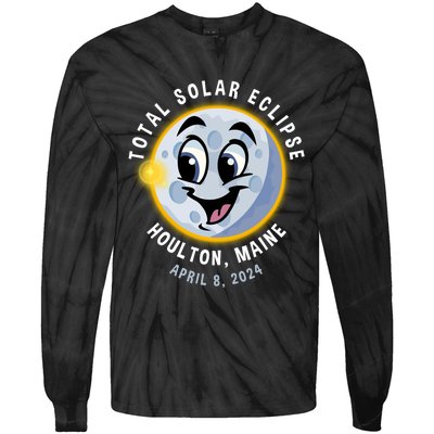 Holton Maine Cute Solar Eclipse April 8 2024 Moon Tie-Dye Long Sleeve Shirt