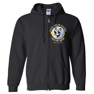 Holton Maine Cute Solar Eclipse April 8 2024 Moon Full Zip Hoodie