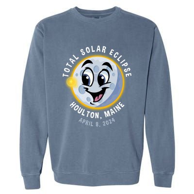 Holton Maine Cute Solar Eclipse April 8 2024 Moon Garment-Dyed Sweatshirt