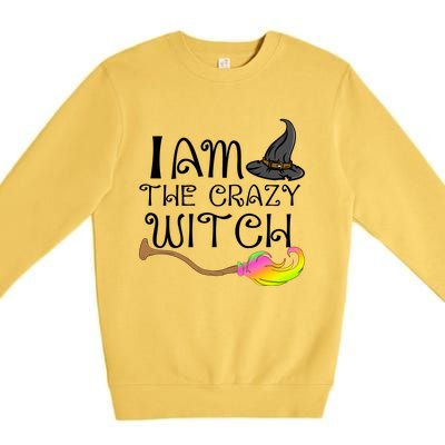 Halloween Matching Couples Pajamas Fun I Am The Crazy Witch Gift Premium Crewneck Sweatshirt