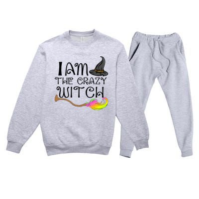 Halloween Matching Couples Pajamas Fun I Am The Crazy Witch Gift Premium Crewneck Sweatsuit Set