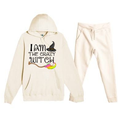 Halloween Matching Couples Pajamas Fun I Am The Crazy Witch Gift Premium Hooded Sweatsuit Set