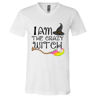 Halloween Matching Couples Pajamas Fun I Am The Crazy Witch Gift V-Neck T-Shirt