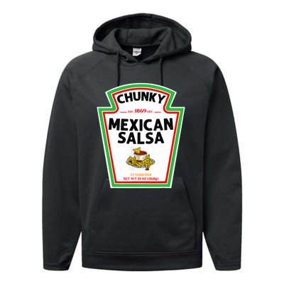 Halloween Matching Costume Chunky Mexican Salsa Bottle Label Performance Fleece Hoodie