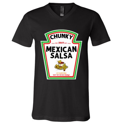 Halloween Matching Costume Chunky Mexican Salsa Bottle Label V-Neck T-Shirt