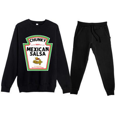 Halloween Matching Costume Chunky Mexican Salsa Bottle Label Premium Crewneck Sweatsuit Set