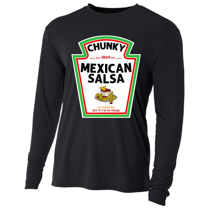 Halloween Matching Costume Chunky Mexican Salsa Bottle Label Cooling Performance Long Sleeve Crew