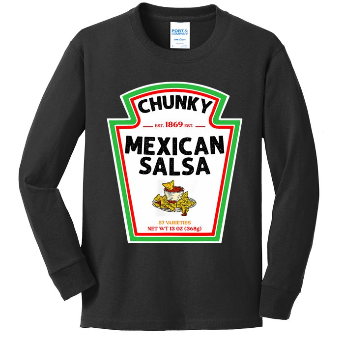 Halloween Matching Costume Chunky Mexican Salsa Bottle Label Kids Long Sleeve Shirt