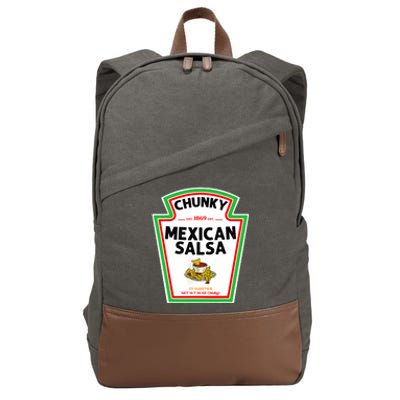 Halloween Matching Costume Chunky Mexican Salsa Bottle Label Cotton Canvas Backpack