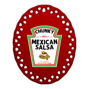 Halloween Matching Costume Chunky Mexican Salsa Bottle Label Ceramic Oval Ornament