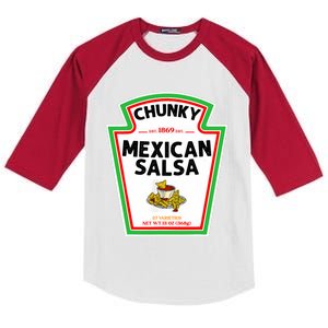 Halloween Matching Costume Chunky Mexican Salsa Bottle Label Kids Colorblock Raglan Jersey