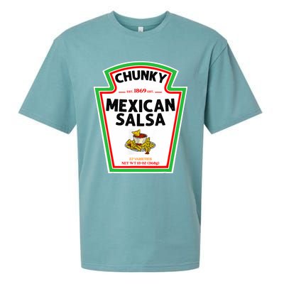 Halloween Matching Costume Chunky Mexican Salsa Bottle Label Sueded Cloud Jersey T-Shirt