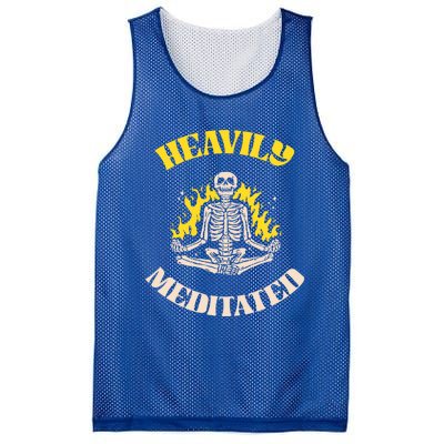 Heavily Meditated Cool Gift Yoga Skeleton Gift Mesh Reversible Basketball Jersey Tank