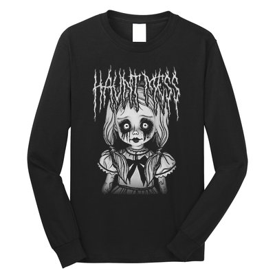 Haunt Mess Creepy Haunted Doll Illustration Long Sleeve Shirt