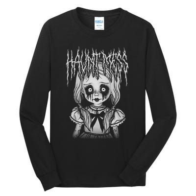 Haunt Mess Creepy Haunted Doll Illustration Tall Long Sleeve T-Shirt